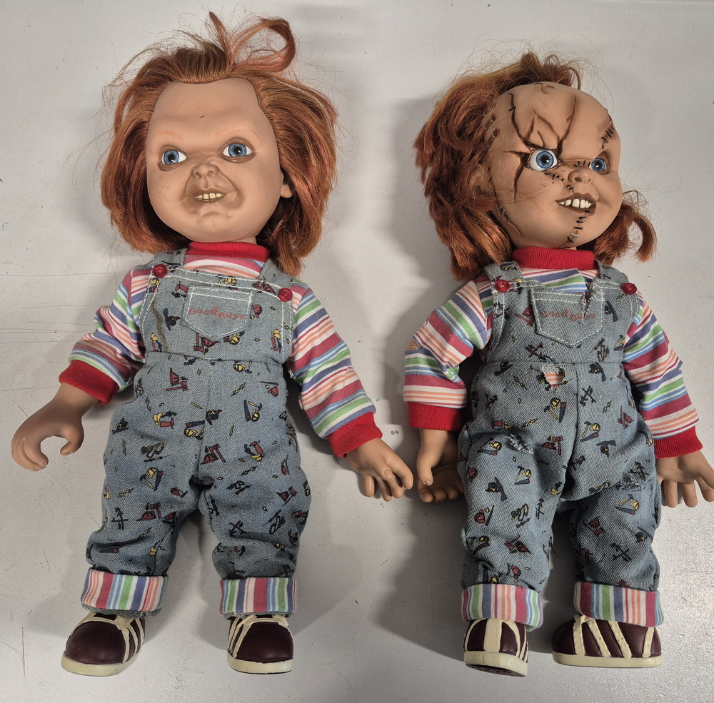 Set da 2 bambole Chucky in vinile, circa 35 cm