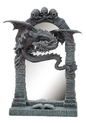 Miroir dragon avec 3 crânes