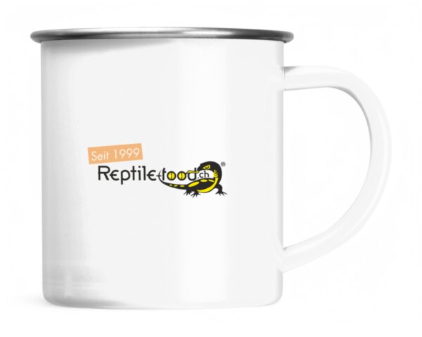 Stahltasse weiss mit Logo von Reptile-food.ch Stahltasse weiss mit Logo von Reptile-food.ch
