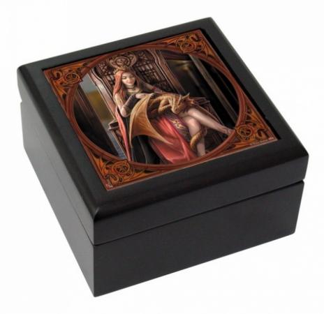 Petit coffret à bijoux Fée avec dragon sur les genoux