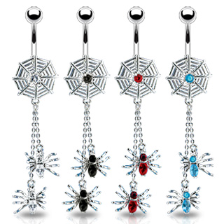 dw488 Bauchnabel Piercing Spider Rot